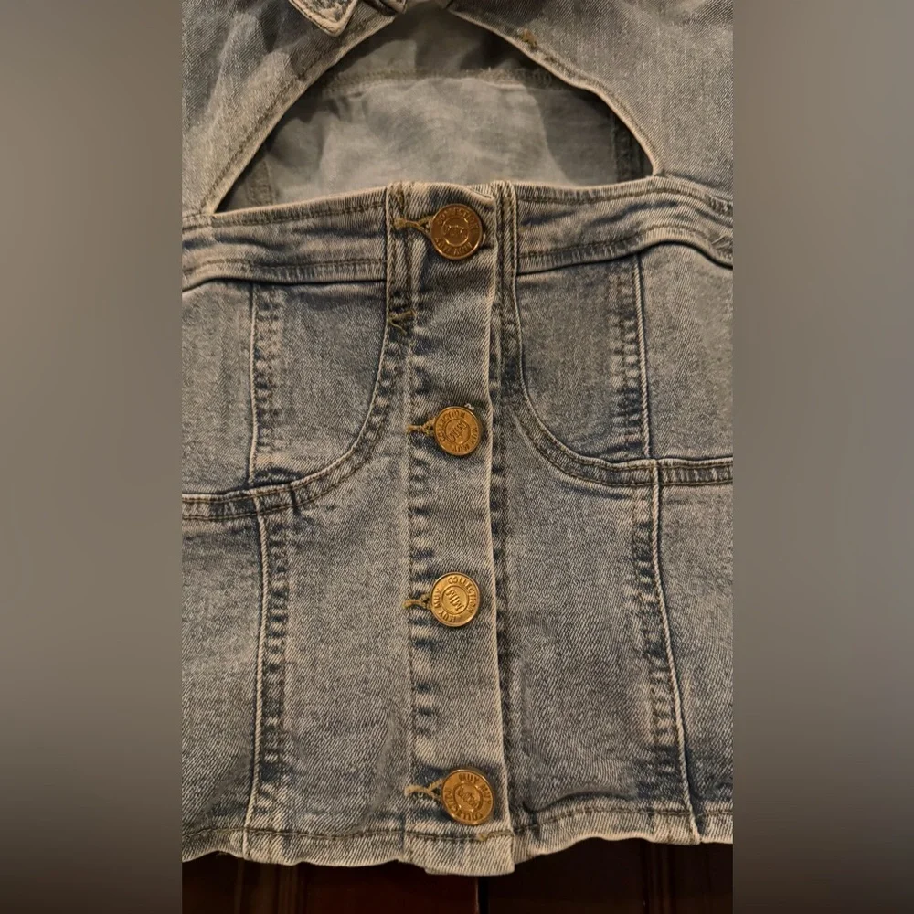 MUY MUY Denim Cropped Shirt Jacket - Picture 3 of 6